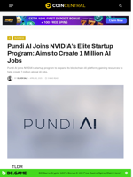 Pundi AI Joins NVIDIA's Elite Startup Program: Aims to Create 1 Million AI Jobs - CoinCentral