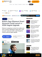 Buterin Says Ethereum Smart Accounts Could Launch in 2026 Hegota Upgrade – Crypto News Bitcoin News