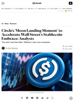 Circle's ‘Moon Landing Moment’ to Accelerate Wall Street's Stablecoin Embrace: Analysts - Decrypt