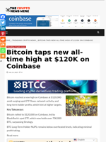 Bitcoin taps new all-time high at $120K on Coinbase - The Crypto News Wire