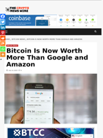 Bitcoin Is Now Worth More Than Google and Amazon - The Crypto News Wire