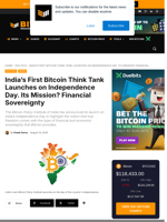 India’s First Bitcoin Think Tank Launches On Independence Day. Its Mission? Financial Sovereignty