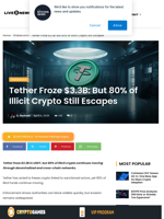 Tether Freezes $3.3B as Illicit Crypto Evades