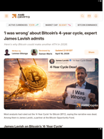 'I was wrong' about Bitcoin's 4-year cycle, expert James Lavish admits - AMBCrypto