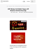 XRP Whales Pull 500M Tokens Off Binance Amid $1 Price Dip