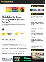 What's Behind the Record-Breaking 270K BTC Movement This Year?