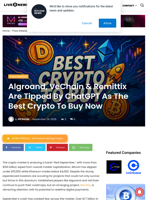 Algroand, VeChain & Remittix Are Tipped By ChatGPT As The Best Crypto To Buy Now | Live Bitcoin News
