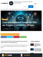 Tron Inc Raises TRX Treasury Past 690M Tokens Now