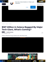 $167 Million in Solana Bagged By Major Tech Giant, What's Coming? - U.Today