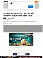 Enormous Shiba Inu Whale Hits Binance With 100 Billion SHIB