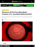 Ethereum (ETH) Price Bloodbath: Crashes 11%, Can Bulls Defend $2300? - CoinCentral