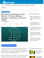 Bloomberg Strategist Calls Bitcoin a “Stock-Market Puppet,” Maintains $10,000 Target ⋆ ZyCrypto
