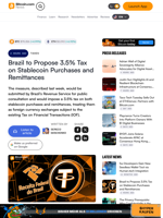 Brazil to Propose 3.5% Tax on Stablecoin Purchases and Remittances – Taxes Bitcoin News