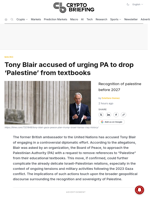 Tony Blair accused of urging PA to drop 'Palestine' from textbooks