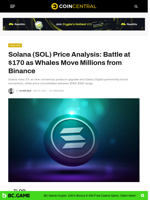 Solana (SOL) Price Analysis: Battle at $170 as Whales Move Millions from Binance - CoinCentral