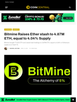 Bitmine Raises Ether stash to 4.87M ETH, equal to 4.04% Supply - CoinCentral