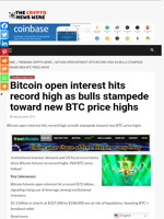Bitcoin open interest hits record high as bulls stampede toward new BTC price highs - The Crypto News Wire