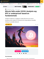 Bitcoin Drops To $101K But BTC Weakness Defies Fundamentals
