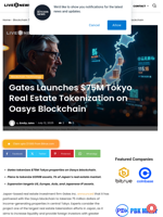 Gates Launches $75M Tokyo Real Estate Tokenization on Oasys Blockchain | Live Bitcoin News