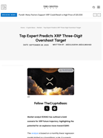 Top Expert Predicts XRP Three-Digit Overshoot Target