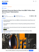 Chinese Giants Rush Into $30 Trillion RWA Tokenization Market
