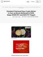Standard Chartered Says Crypto Winter Is Over as Bitcoin Bottomed at $59K, Keeps $100K BTC and $4K ETH Targets