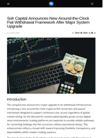 Solr Capital Announces New Around-the-Clock Fiat Withdrawal Framework After Major System Upgrade - Visionary Financial