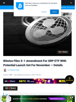 Bitwise Files S-1 Amendment For XRP Spot ETF With Potential Launch Set For November — Details