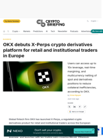 OKX debuts X-Perps crypto derivatives platform for retail and institutional traders in Europe