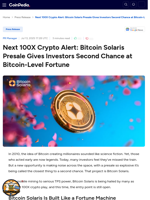 Next 100X Crypto Alert: Bitcoin Solaris Presale Gives Investors Second Chance at Bitcoin-Level Fortune