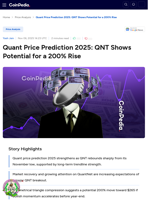 Quant Price Prediction 2025: QNT Shows Potential for a 200% Rise