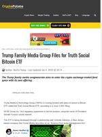 Trump Family Media Group Files for Truth Social Bitcoin ETF