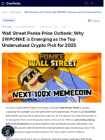 Wall Street Ponke Price Outlook: Why $WPONKE is Emerging as the Top Undervalued Crypto Pick for 2025