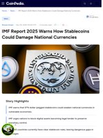 IMF Report 2025 Warns How Stablecoins Could Damage National
Currencies