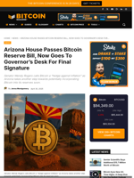 Arizona House Passes Bitcoin Reserve Bill, Now Goes To Governor's Desk For Final Signature
