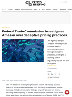 Federal Trade Commission investigates Amazon over deceptive pricing practices