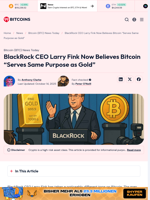 BlackRock CEO Larry Fink Now Sees Bitcoin as Valuable as Gold