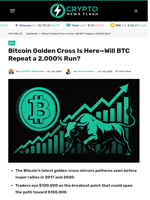 Bitcoin Golden Cross Is Here—Will BTC Repeat a 2,000% Run?