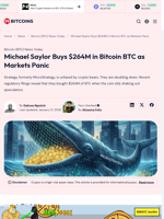 Michael Saylor Buys $264M in Bitcoin BTC as Markets Panic