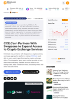 CCE.Cash Partners With Swapzone to Expand Access to Crypto Exchange Services