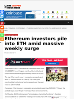 Ethereum investors pile into ETH amid massive weekly surge - The Crypto News Wire