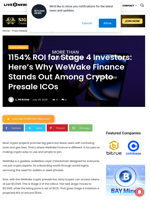 1154% ROI for Stage 4 Investors: Here's Why WeWake Finance Stands Out Among Crypto Presale ICOs | Live Bitcoin News