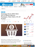 Strategy Stuns With New $51.4 Million Bitcoin Purchase, Now Owns 3% Of All BTC ⋆ ZyCrypto
