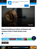 Bitcoin And Ethereum Inflows On Binance And Coinbase Climb To Multi-Month Levels | Bitcoinist.com