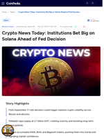 Crypto News Today: Institutions Bet Big on Solana Ahead of Fed Decision