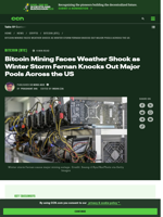 Bitcoin Mining Faces Weather Shock as Winter Storm Fernan Knocks Out Major Pools Across the US | CCN.com