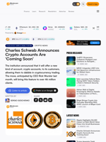 Charles Schwab Announces Crypto Accounts Are 'Coming Soon' – Crypto News Bitcoin News
