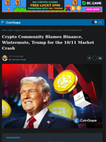 Crypto Community Blames Binance, Wintermute, Trump for the 10/11 Market Crash
