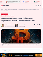 Crypto News Today (June 2): $766M in Liquidations as BTC Crashes Below $70K
