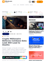 Crypto Millionaire Believes Coinbase Data Leak Will Lead to Deaths – News Bytes Bitcoin News